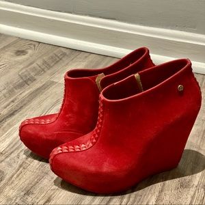 Melissa ankle rain boots red